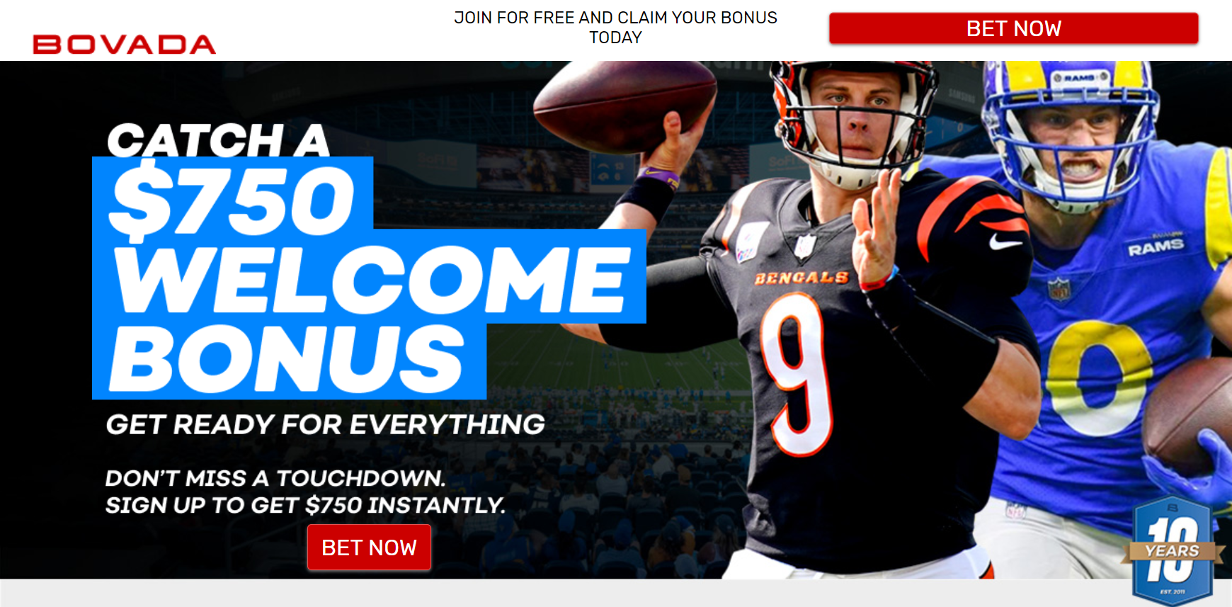 Get $750 FREE to PLACE A BET on Super Bowl LVI! BET NOW on Bengals vs. Rams Odds and Props!
